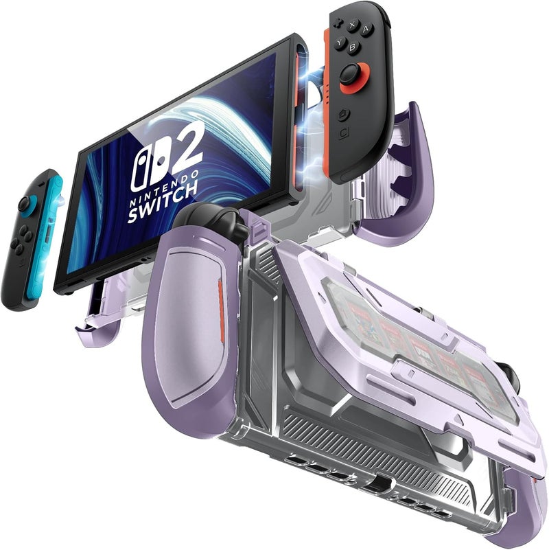 Mumba Dockable for Nintendo Switch 2 Case with Flip Stand, [Titan] Ergonomic Switch 2 Grip Protective Cover Holds 5 Game Cards & 2 TF Cards TPU Accessories and Quick-Release Joy-Con Design (Violt) - Image 1
